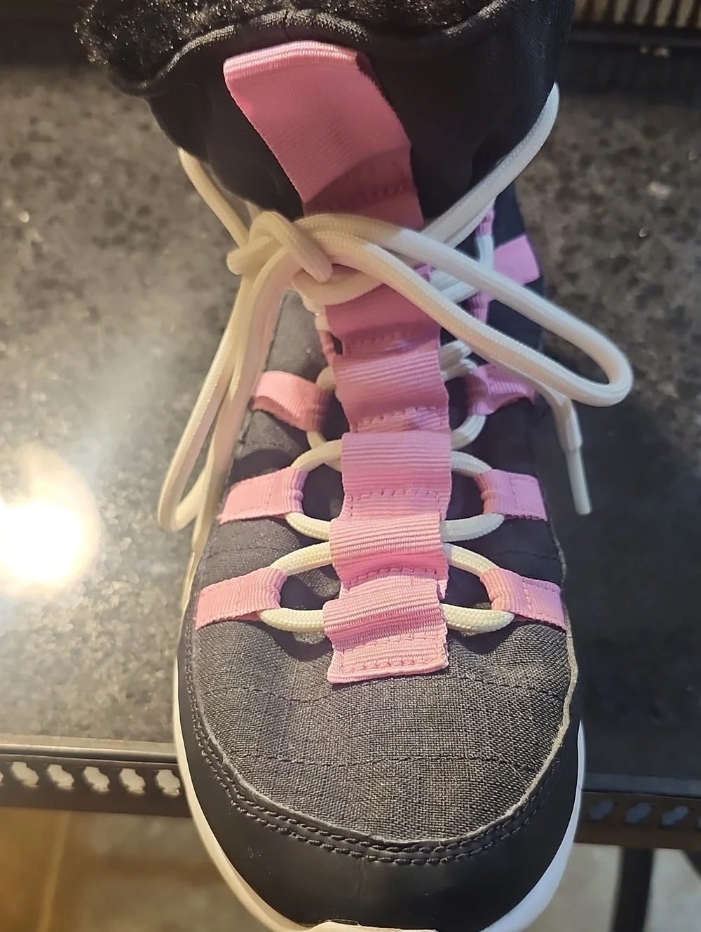 Nike Girls Black and Pink Lace-Up Winter Boots